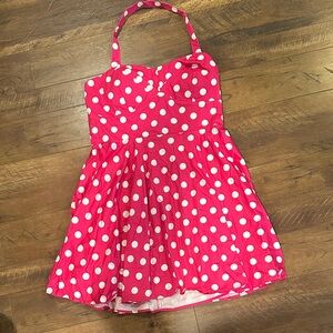 Pink Polka Dot Halter Dress